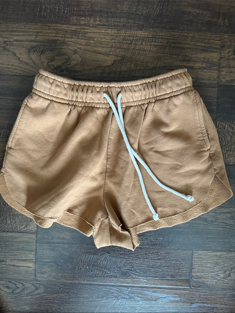 wild fable Tan Elastic Waist Athletic Shorts with White Drawstring
